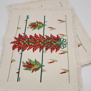 4 Woven Placemats and 4 Napkins "GRAND CANYON"CHILI PEPPERS  Artist Signed. New.
